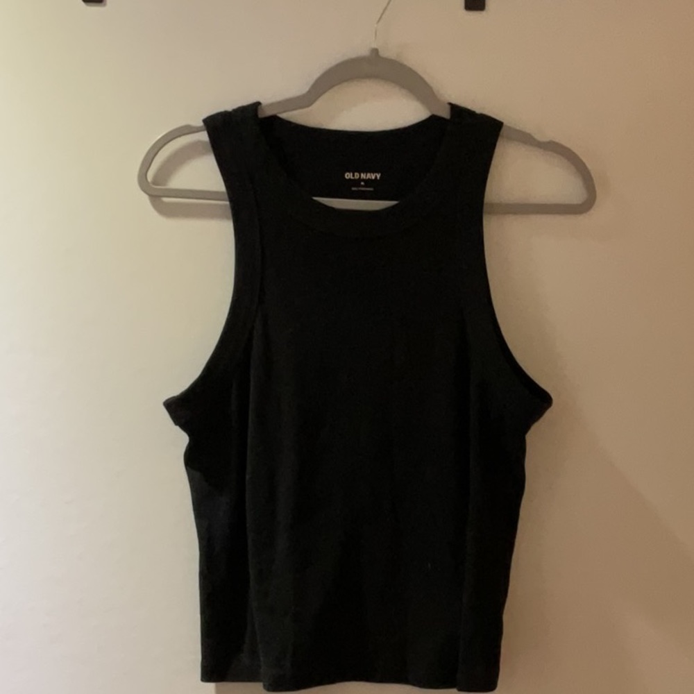 Old Navy Black Fitted Crop Tank Top